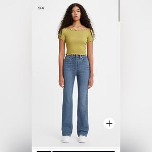 women’s LEVIS 12” HIGH RISE RIB CAGE bootcut mediu rinse leg jeans size 25 NWOT